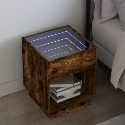 Sonata H Нощна масичка с Infinity LED, кафяв дъб, 40x40x50 см - Noptiere