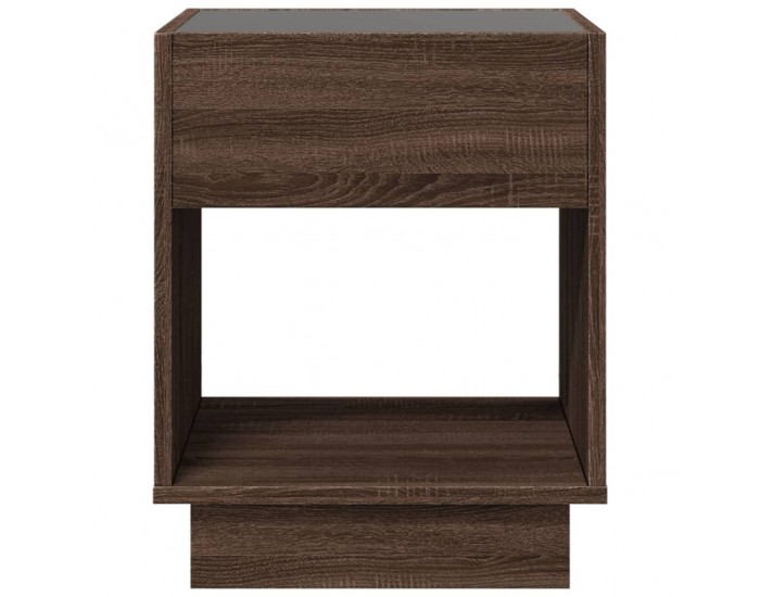 Sonata H Нощна масичка с Infinity LED, кафяв дъб, 40x40x50 см