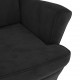 Sonata H Фотьойл Wingback с табуретка, черен, кадифе