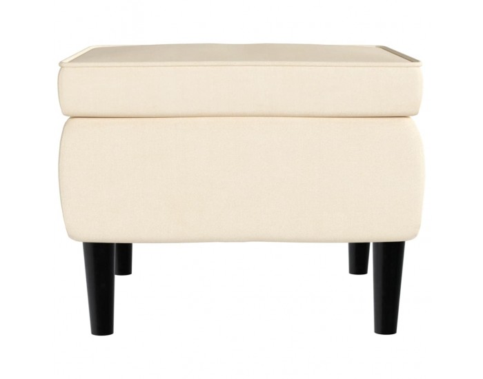Sonata H Фотьойл Wingback с табуретка, кремав, кадифе