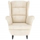 Sonata H Фотьойл Wingback с табуретка, кремав, кадифе