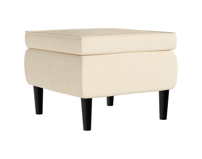 Sonata H Фотьойл Wingback с табуретка, кремав, кадифе