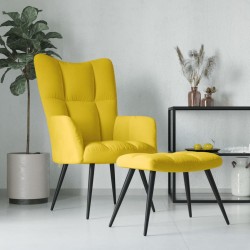 Sonata H Релаксиращ стол с табуретка, горчица жълто, кадифе - Fotolii