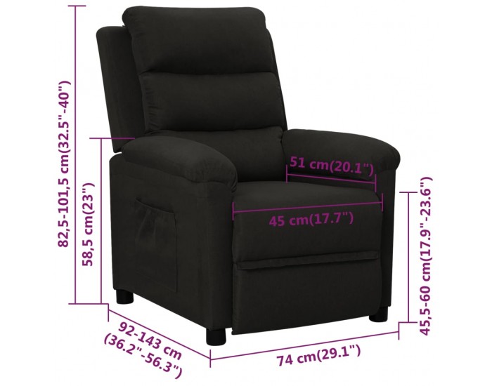 Sonata Fotoliu rabatabil, negru, material textil