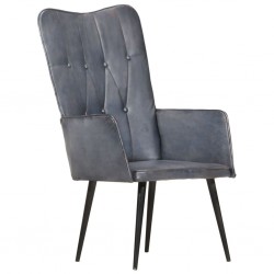 Sonata H Wingback стол, сив, естествена кожа - Fotolii