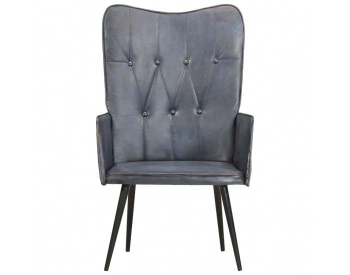 Sonata H Wingback стол, сив, естествена кожа