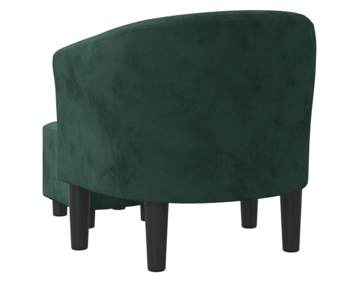 Sonata H Объл фотьойл с опора за крака, тъмнозелен, кадифе
