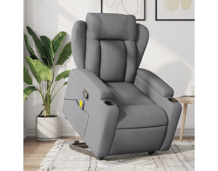 Sonata Fotoliu de masaj rabatabil cu ridicare, gri deschis, textil