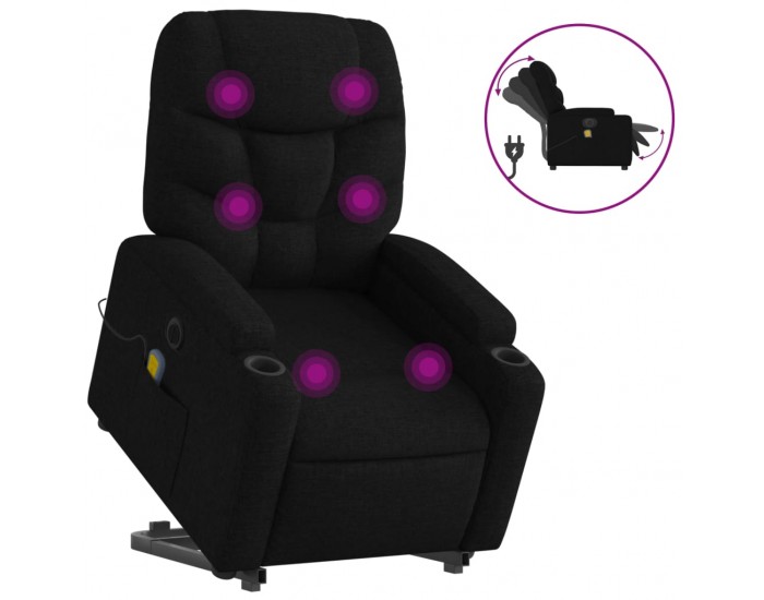 Sonata Fotoliu electric de masaj rabatabil cu ridicare, negru, textil