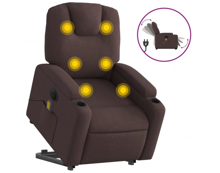 Sonata H Електрически изправящ масажен реклайнер стол тъмнокафяв текстил