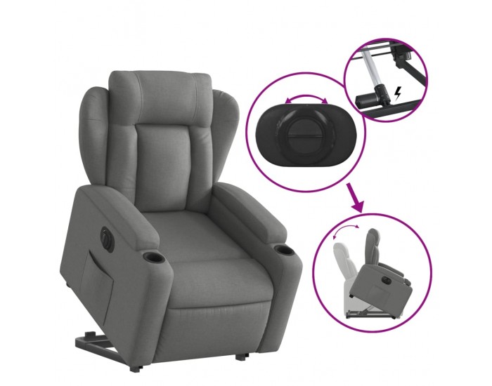 Sonata Fotoliu electric rabatabil cu ridicare, gri închis, textil