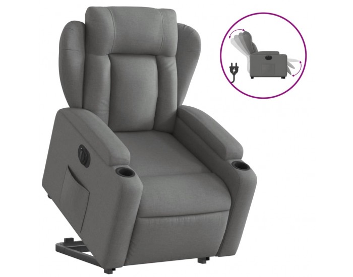 Sonata Fotoliu electric rabatabil cu ridicare, gri închis, textil