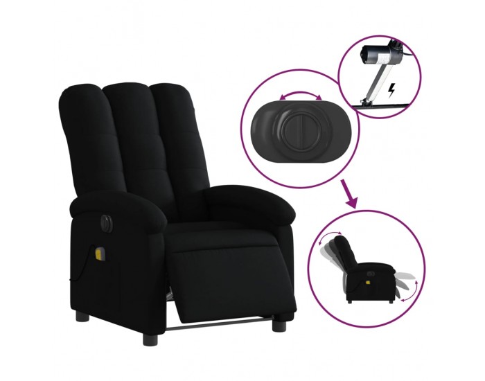 Sonata H Електрически масажен наклоняем стол, черен, текстил