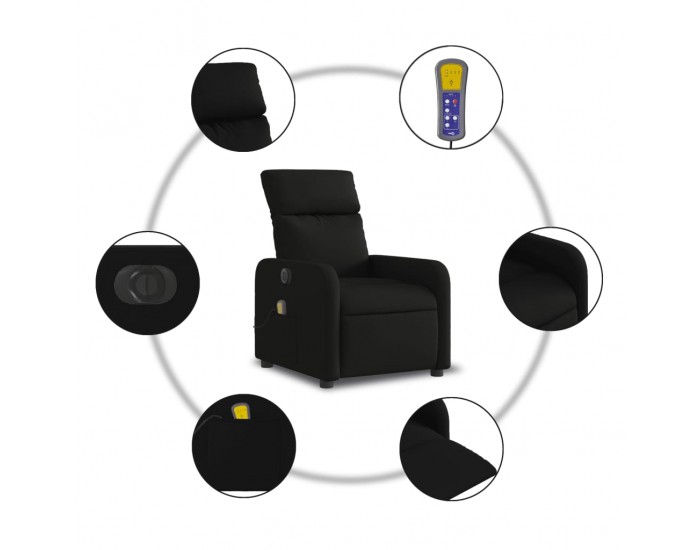 Sonata Fotoliu electric de masaj rabatabil, negru, textil
