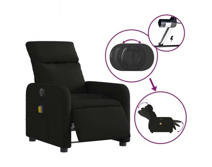 Sonata Fotoliu electric de masaj rabatabil, negru, textil