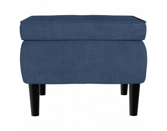 Sonata H Фотьойл Wingback с табуретка, син, кадифе