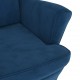 Sonata H Фотьойл Wingback с табуретка, син, кадифе