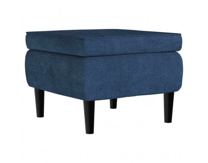 Sonata H Фотьойл Wingback с табуретка, син, кадифе