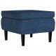Sonata H Фотьойл Wingback с табуретка, син, кадифе
