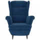 Sonata H Фотьойл Wingback с табуретка, син, кадифе