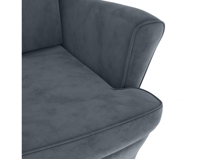 Sonata H Фотьойл Wingback с табуретка, тъмносив, кадифе