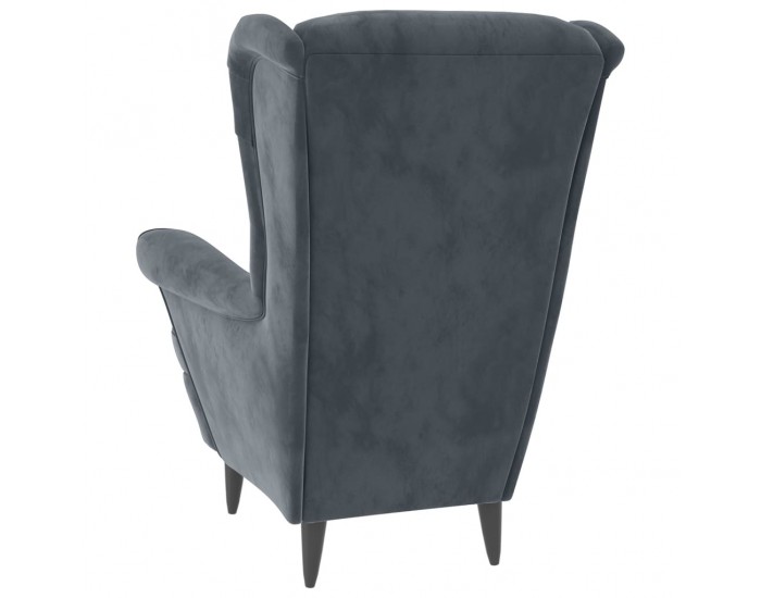 Sonata H Фотьойл Wingback с табуретка, тъмносив, кадифе