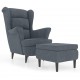 Sonata H Фотьойл Wingback с табуретка, тъмносив, кадифе