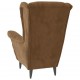 Sonata H Фотьойл Wingback с табуретка, кафява, кадифе