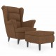 Sonata H Фотьойл Wingback с табуретка, кафява, кадифе