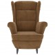 Sonata H Фотьойл Wingback с табуретка, кафява, кадифе