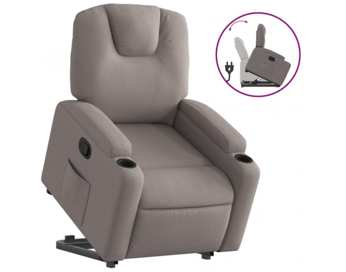 Sonata Fotoliu rabatabil cu ridicare pe verticală, gri taupe, textil