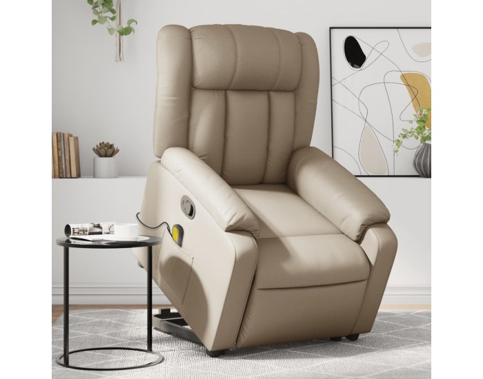 Sonata Fotoliu de masaj rabatabil vertical cappuccino piele ecologică