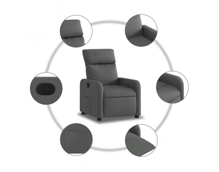 Sonata H Реклайнер, тъмносив, текстил