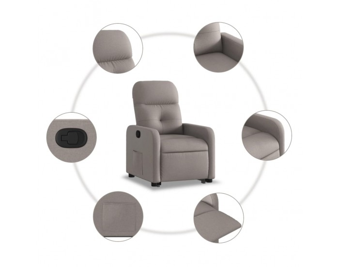 Sonata Fotoliu rabatabil cu ridicare pe verticală, gri taupe, textil