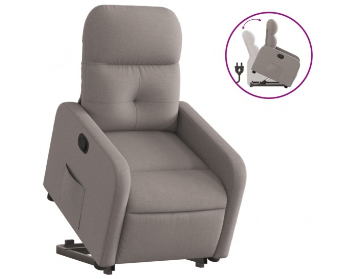 Sonata Fotoliu rabatabil cu ridicare pe verticală, gri taupe, textil