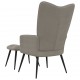 Sonata H Релаксиращ стол с табуретка, светлосив, кадифе