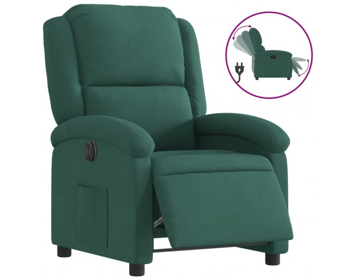 Sonata Fotoliu rabatabil electric, verde închis, catifea