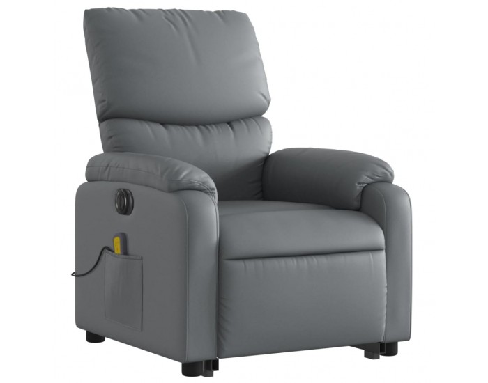 Sonata H Електрически изправящ масажен реклайнер стол, сив, еко кожа