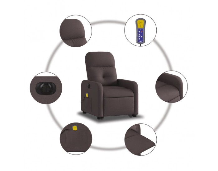 Sonata H Електрически изправящ масажен реклайнер стол тъмнокафяв текстил