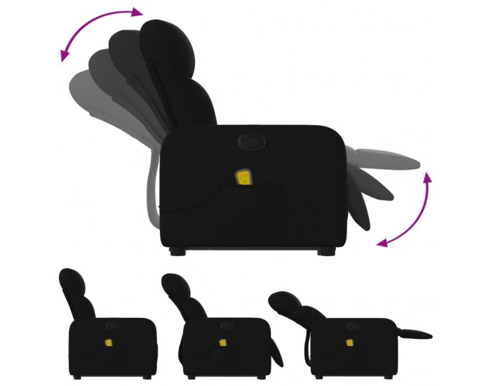 Sonata H Масажен изправящ стол реклайнер, черен, текстил