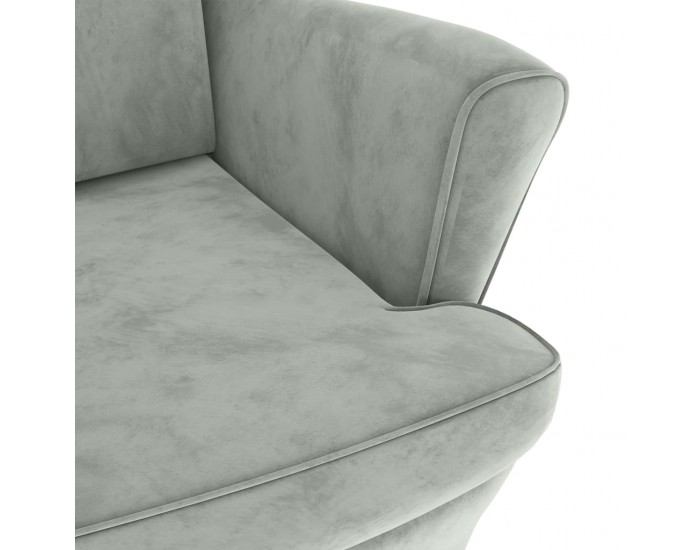 Sonata H Фотьойл Wingback с табуретка, светлосиво, кадифе