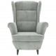 Sonata H Фотьойл Wingback с табуретка, светлосиво, кадифе