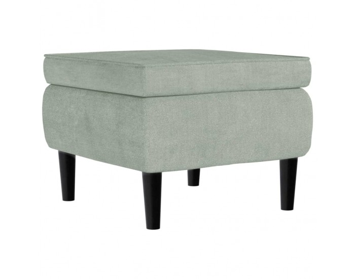 Sonata H Фотьойл Wingback с табуретка, светлосиво, кадифе