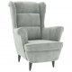 Sonata H Фотьойл Wingback с табуретка, светлосиво, кадифе