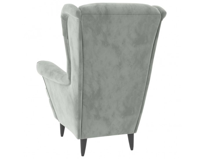 Sonata H Фотьойл Wingback с табуретка, светлосиво, кадифе
