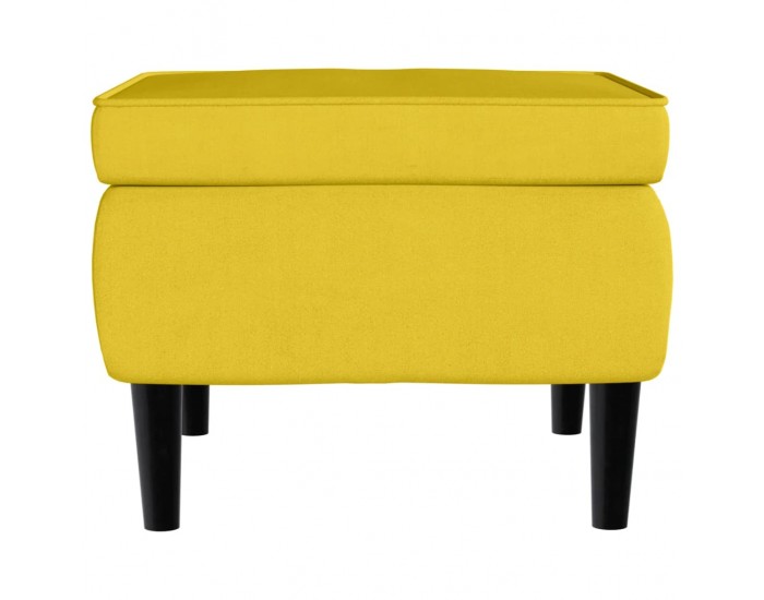 Sonata H Фотьойл Wingback с табуретка, Горчица жълто, кадифе