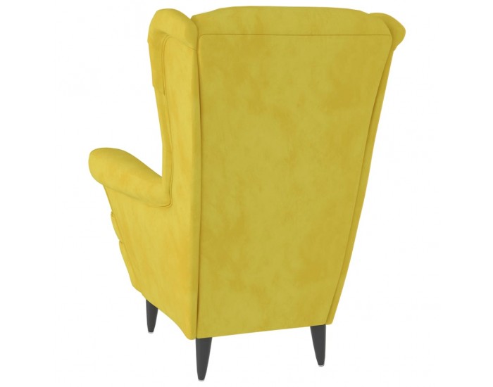 Sonata H Фотьойл Wingback с табуретка, Горчица жълто, кадифе