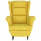 Sonata H Фотьойл Wingback с табуретка, Горчица жълто, кадифе