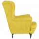 Sonata H Фотьойл Wingback с табуретка, Горчица жълто, кадифе