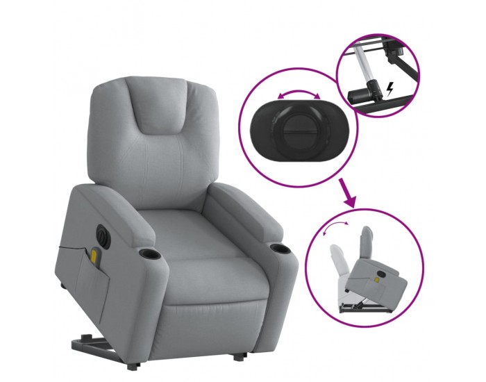 Sonata Fotoliu electric masaj rabatabil cu ridicare, gri închis textil